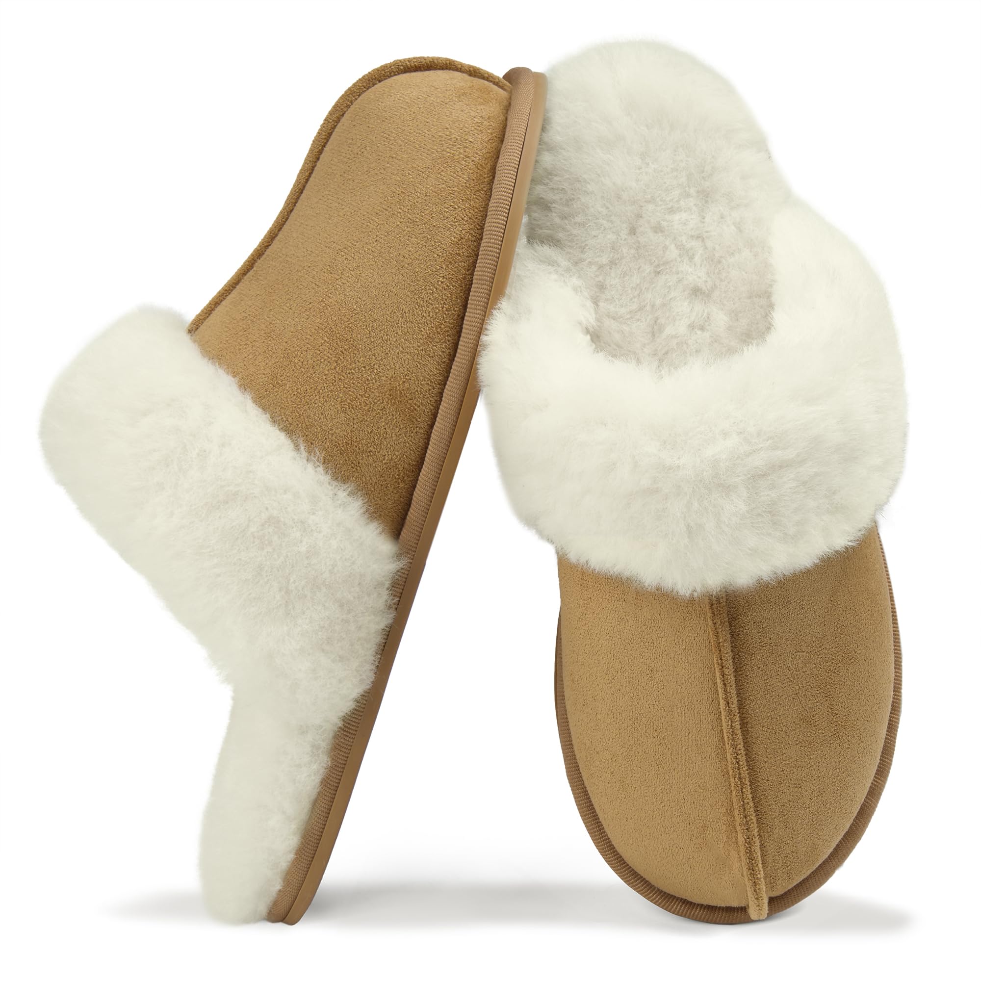 SOULROSE House Slippers for Women Fuzzy Scuff Bedroom Slipper Shoes Comfy Fluffy Winter Memory Foam Indoor Womens Slip