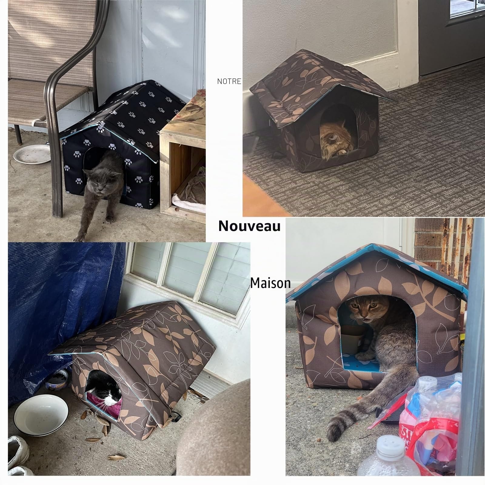 Maison pour Chat pour Extérieur Imperméable Résistant au Vent et aux Intempéries Grotte pour Chat Maison pour Animaux Douce Chaude Maison pour Animaux Extérieur Grotte pour Chien avec Coussin