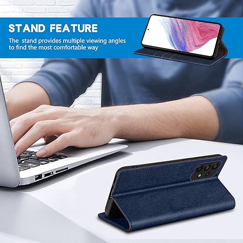 Miniatura 61 de ZZXX Funda tipo cartera para Samsung Galaxy A53 5G con bloqueo RFID, soporte de ranura para tarjetas, funda protectora de cuero magnético fuerte