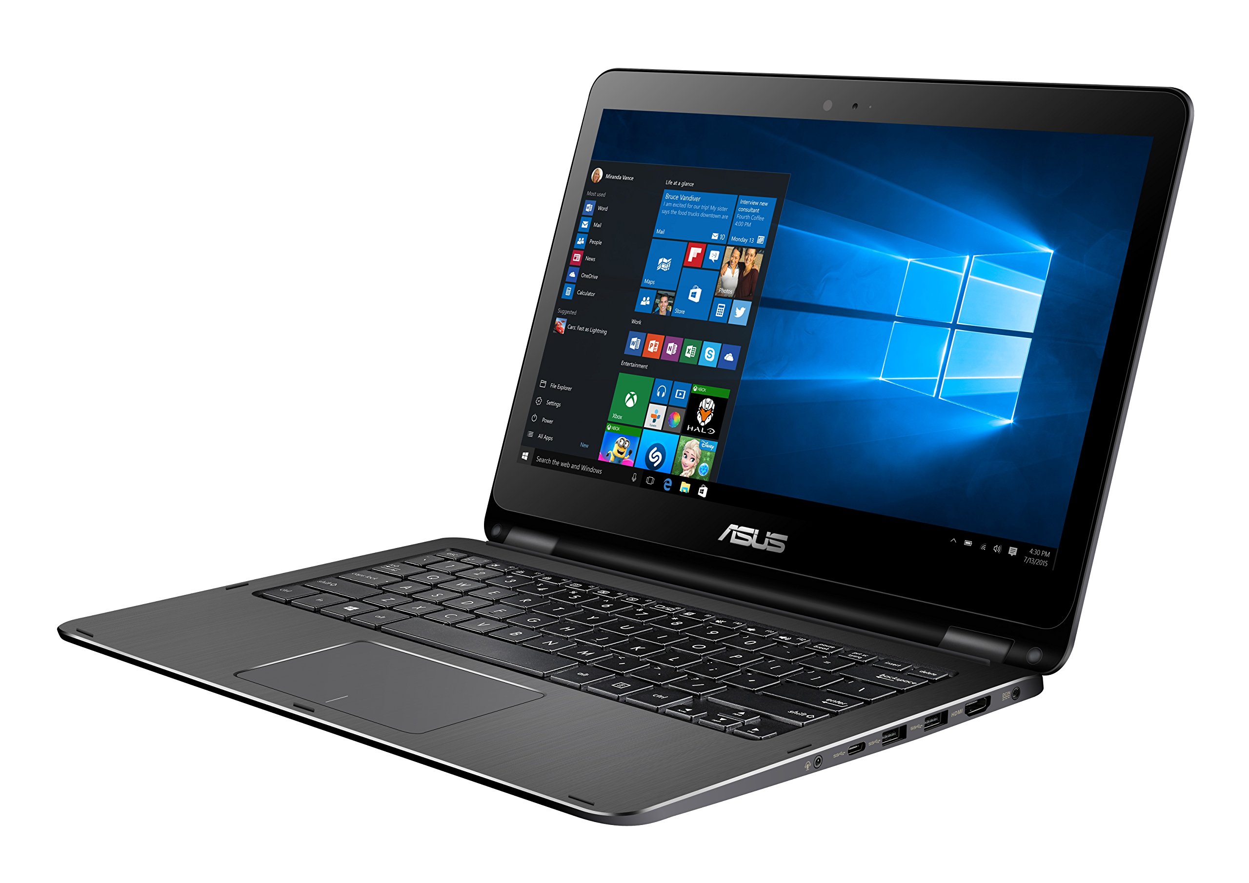 ASUS TP301UA-C4028T Flip Notebook, Display da 13.3 Pollici Full HD, Intel Core i5-6200U, RAM 8 GB, SSD 256 GB, Nero