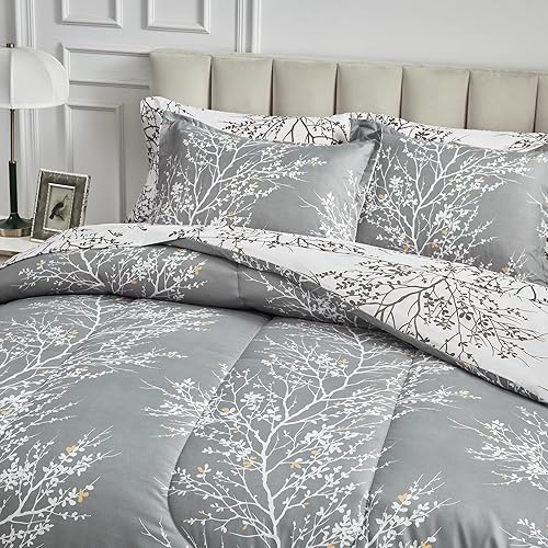Miniatura 5 de UOZZI BEDDING - Juego de edredón reversible, cama en una bolsa, 7 piezas tamaño queen, de microfibra suave (1 edredón, 2 fundas decorativas de