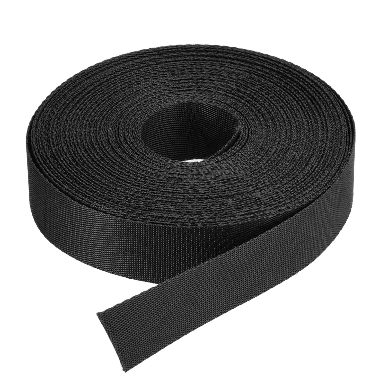 MACHSWON Nylon Webbing Strap 1 inch Black Flat Nylon Webbing Straps 2.5cm 15 Yards Durable Strapping for Backpack,Cargo Strap,Luggage-rack,Pet Collars,Crafts