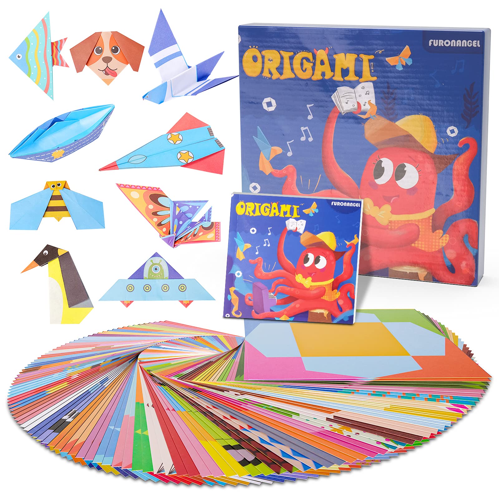 Tateangnik 108 PCS Origami Paper for Kids Age 4-12, Origami Arts and Crafts for Boys and Girls with Detail Origami Books.