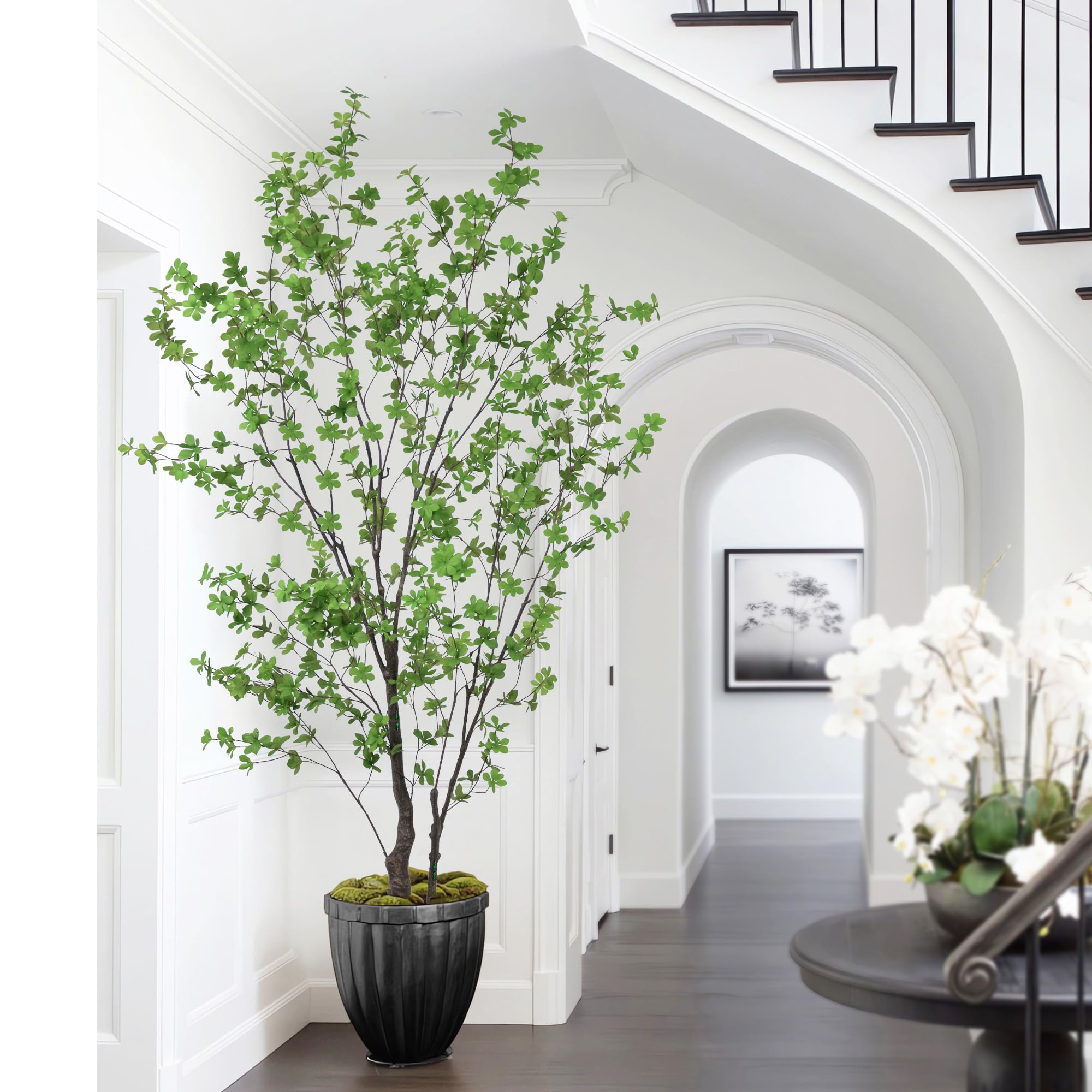Artificial Enkianthus Tree 7FT(84in) Tall Faux Tree with Large Trunks and Realistic Leaves, Fake Enkianthus Trees Floor Potted Plants for Home Office