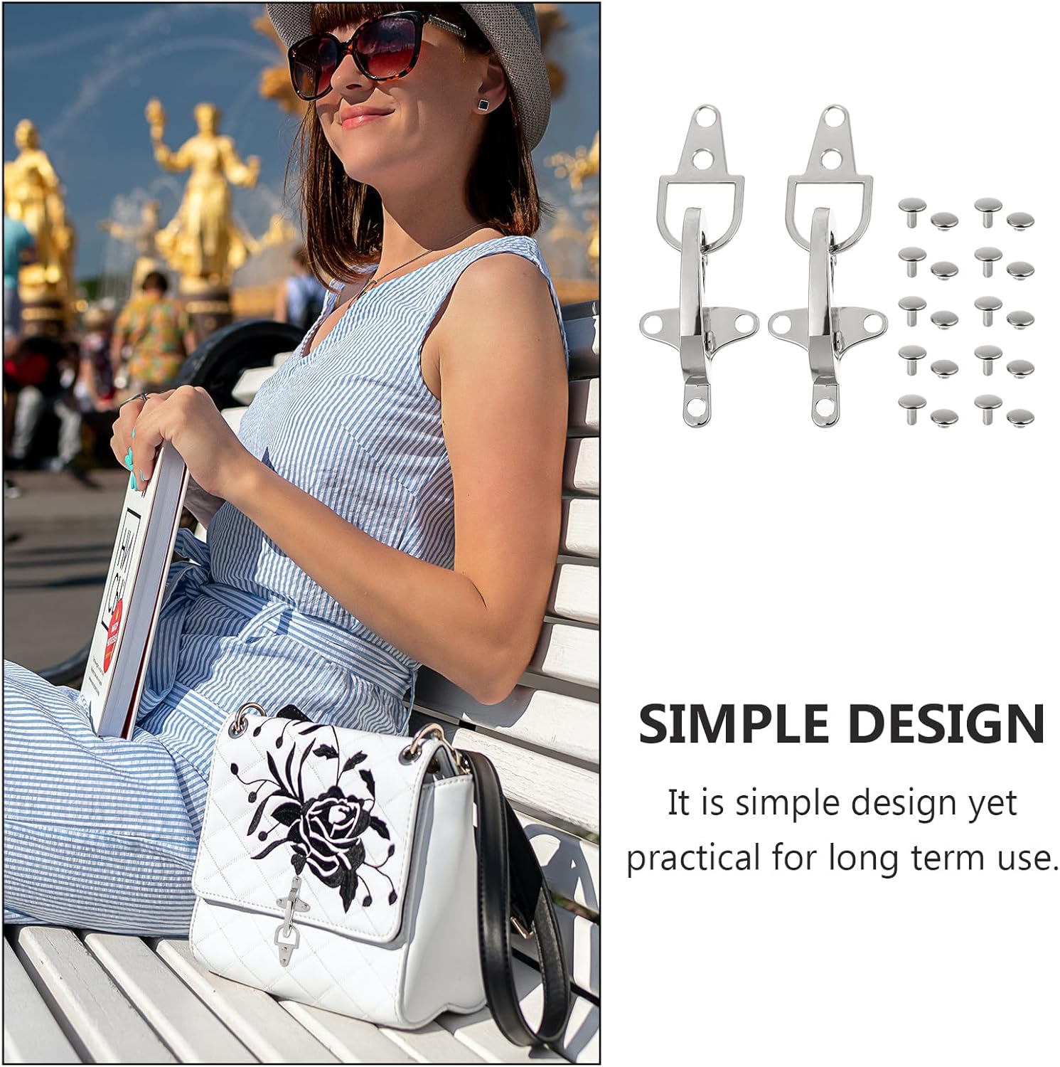 NOLITOY 2 Pairs Buckle Toggle Buttons,Metal Clip Buckles DIY Waist Belt Connector for Coat Clothes Chain Strap Bag Length Shorten Clasps Chain for Bag Accessories