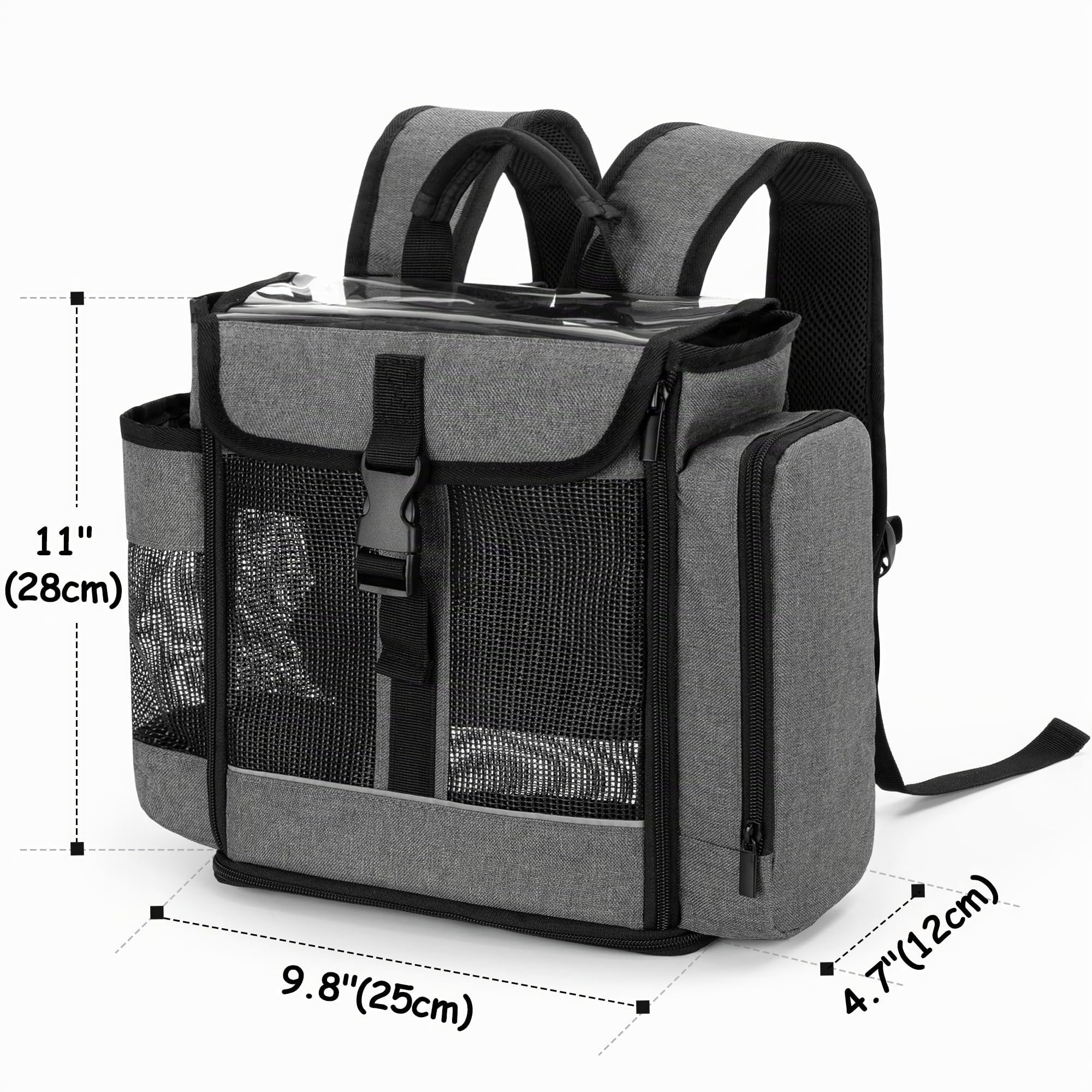 CURMIO Borsa da viaggio per concentratori di ossigeno portatili, compatibile con Inogen One, Oxygo, unità Caire, SimplyGo Mini, borsa da viaggio POC per macchina e accessori, Grigio | Zaino da Viaggio per POC, Rete Traspirante, Apertura sul Fondo, Compati