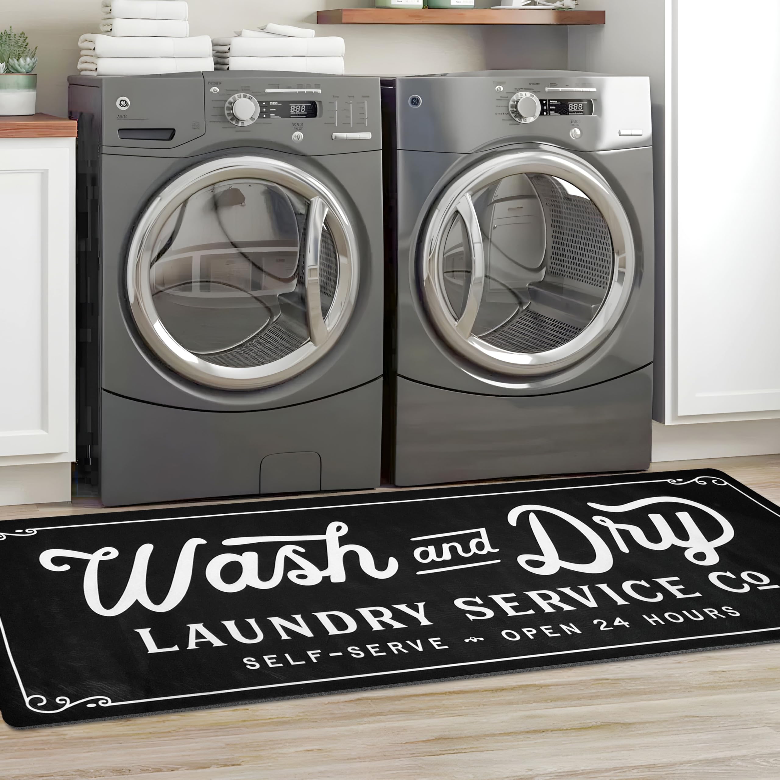 KOZYFLY Kitchen Rug Runner 24"x72" Mudroom Floor Carpet, Black, Washable Waterproof Non Slip Rug — image 1