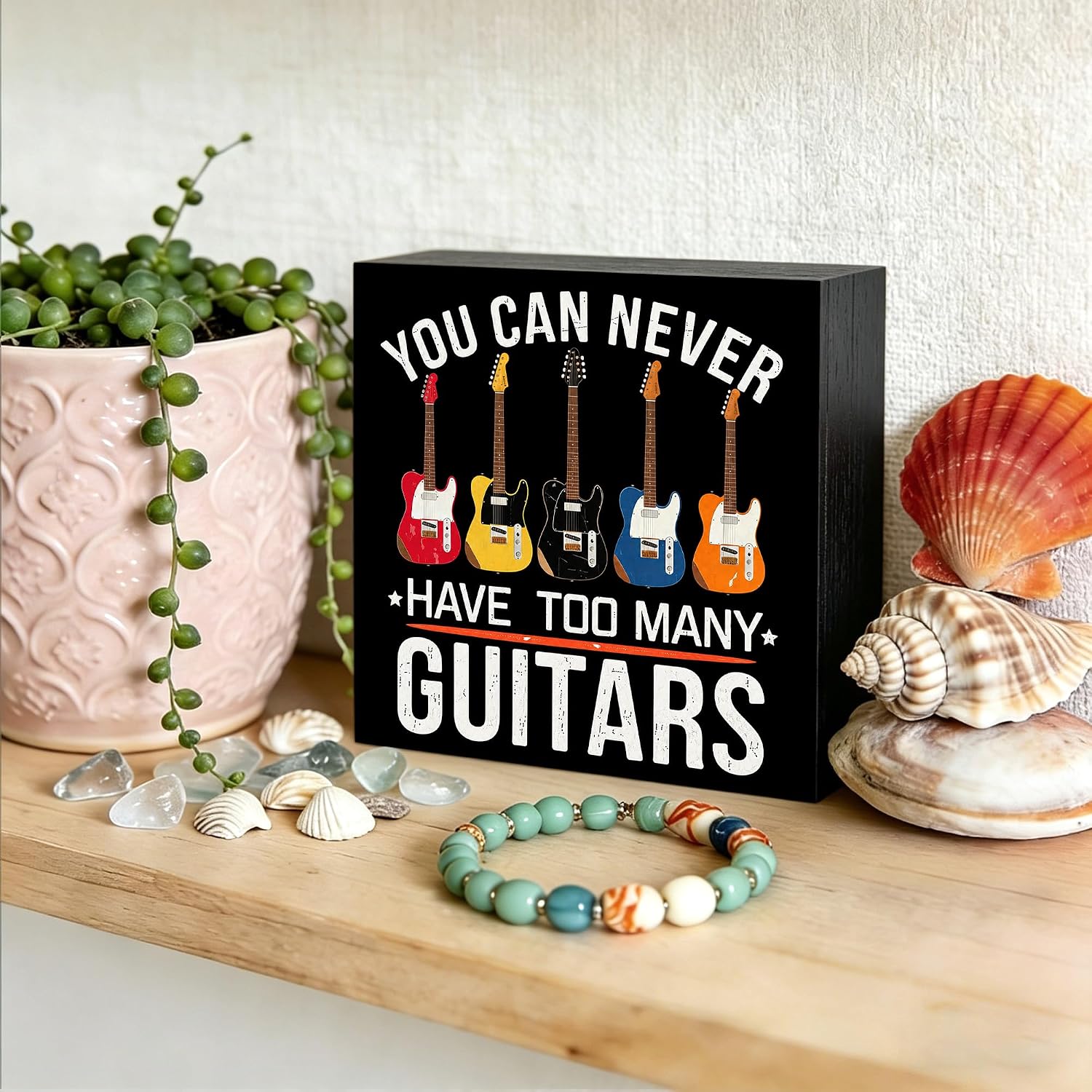 Guitar Lover Player Guitarist Gifts Wooden Box Sign Decor 5x5 image 4