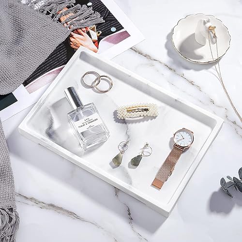 Miniatura 6 de Luxspire - Bandeja de tocador, de almacenamiento de tanque de inodoro, de resina para fregadero de cocina, organizador de encimera de tocador,