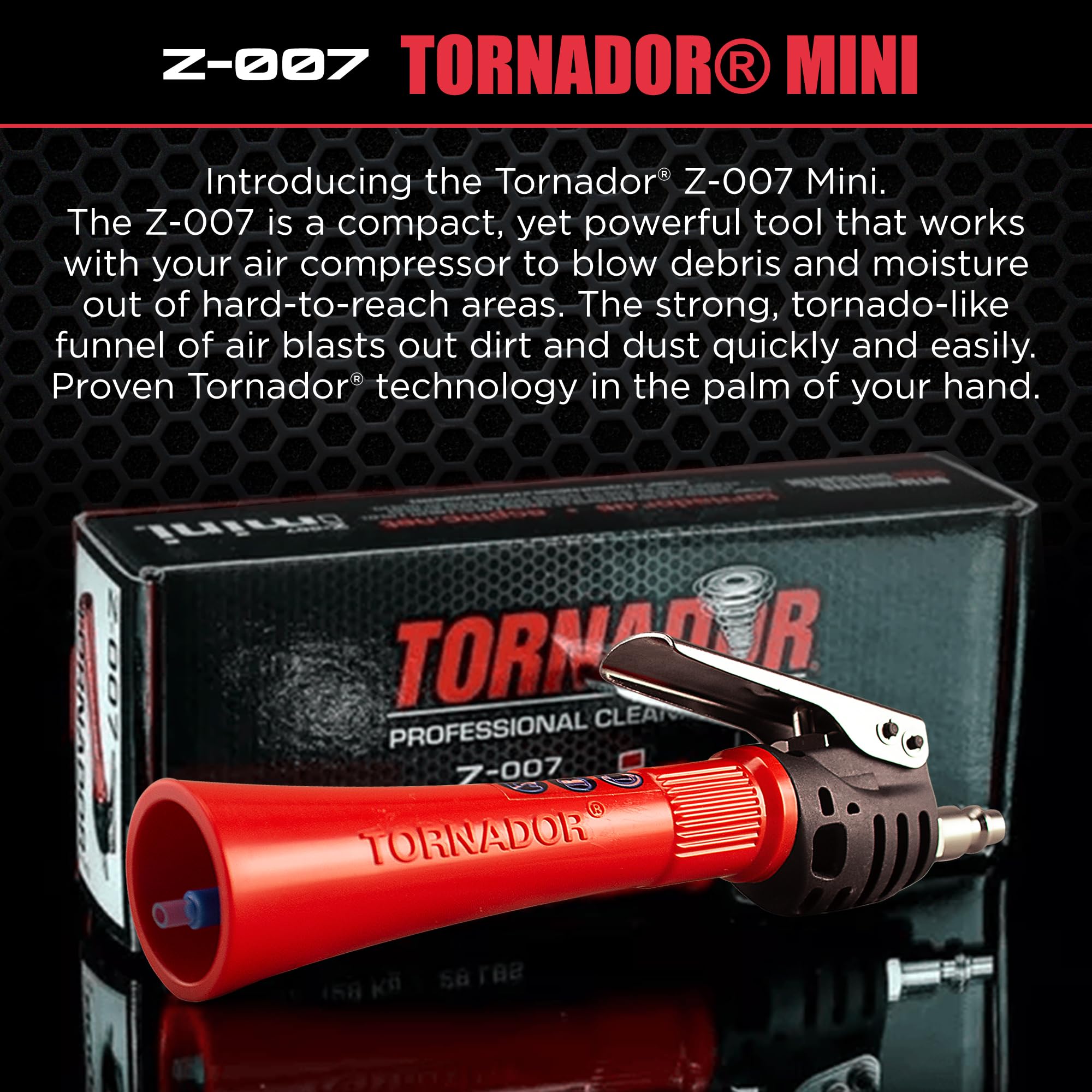 Tornador Z-007 Mini | Compact High-Pressure Car Cleaning Tool | Ergonomic Design Speeds Up Interior Detailing | Works with Air Compressor | Powerful & Portable - 4