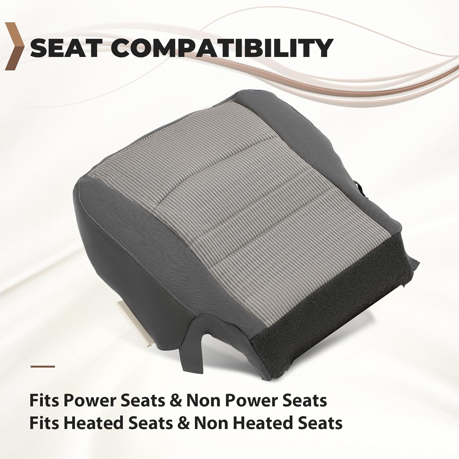 ECOTRIC Driver Side Bottom Cloth Seat Cover Compatible with 2009-2012 Dodge Ram 1500 2500 3500 4500 5500 SLT-LH Side Dark Gray