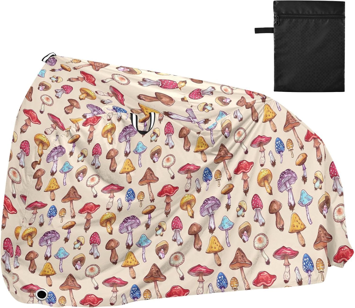 ALAZA Mushroom Rainbow Color Bike Cover Waterproof Outdoor Ebike Bicycle Covers Tarp Protection for 1/2 Bikes, Sun UV Dust Wind Proof