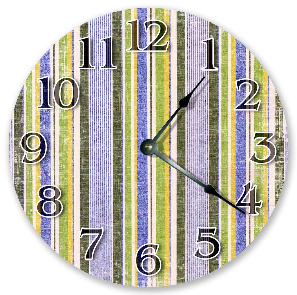 Kinhevao10 inch Vertical BOY Stripes Clock - Large 10 inch Wall Clock - Home Decor Clock