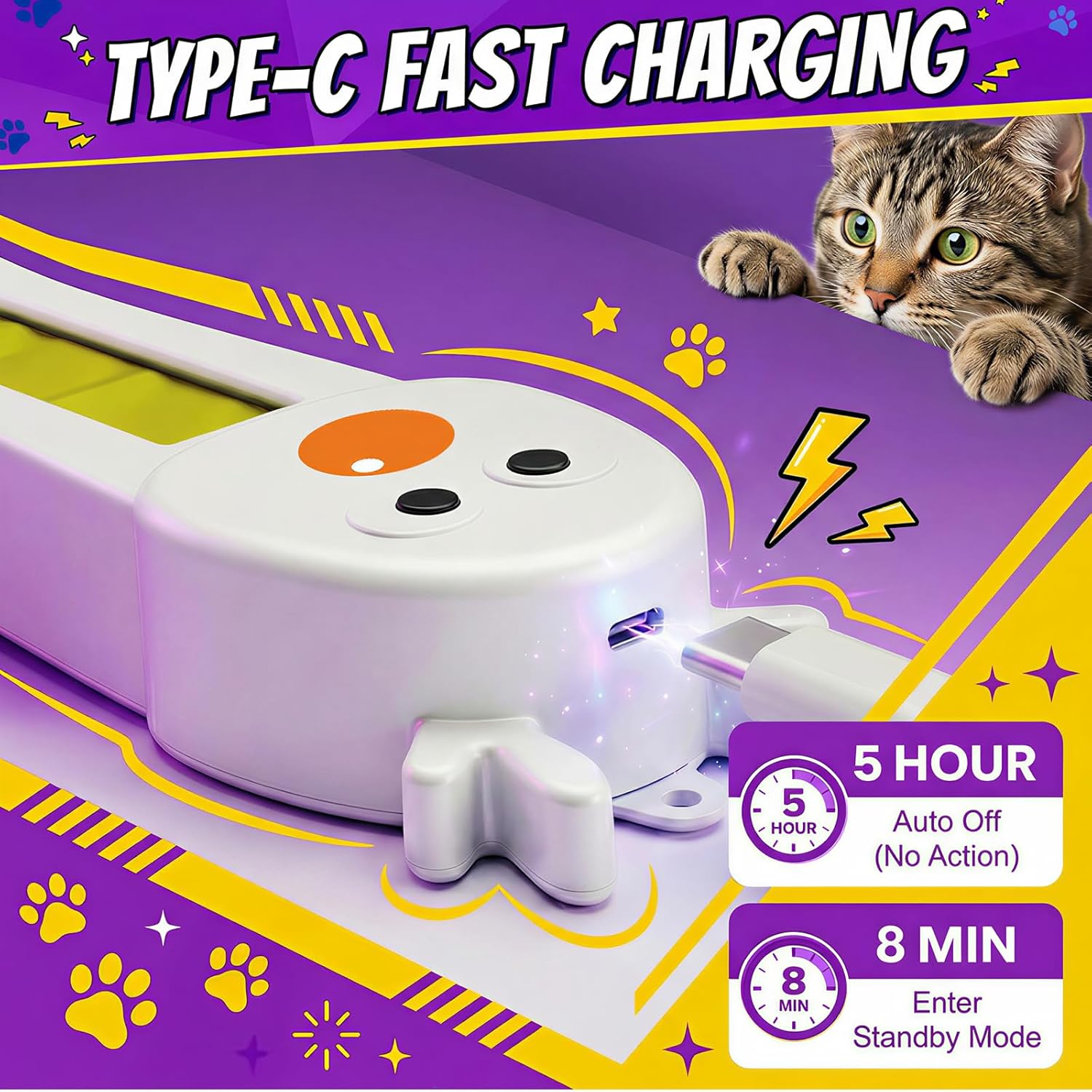Interactive Cat Toy for Indoor Cats: Door-Mounted Automatic Moving Enrichment Cat Toy with Adjustable Motion Modes, Rechargeable Electric for Kittens & Bored Adult Cats, Hands-Free Pet Play Accessory