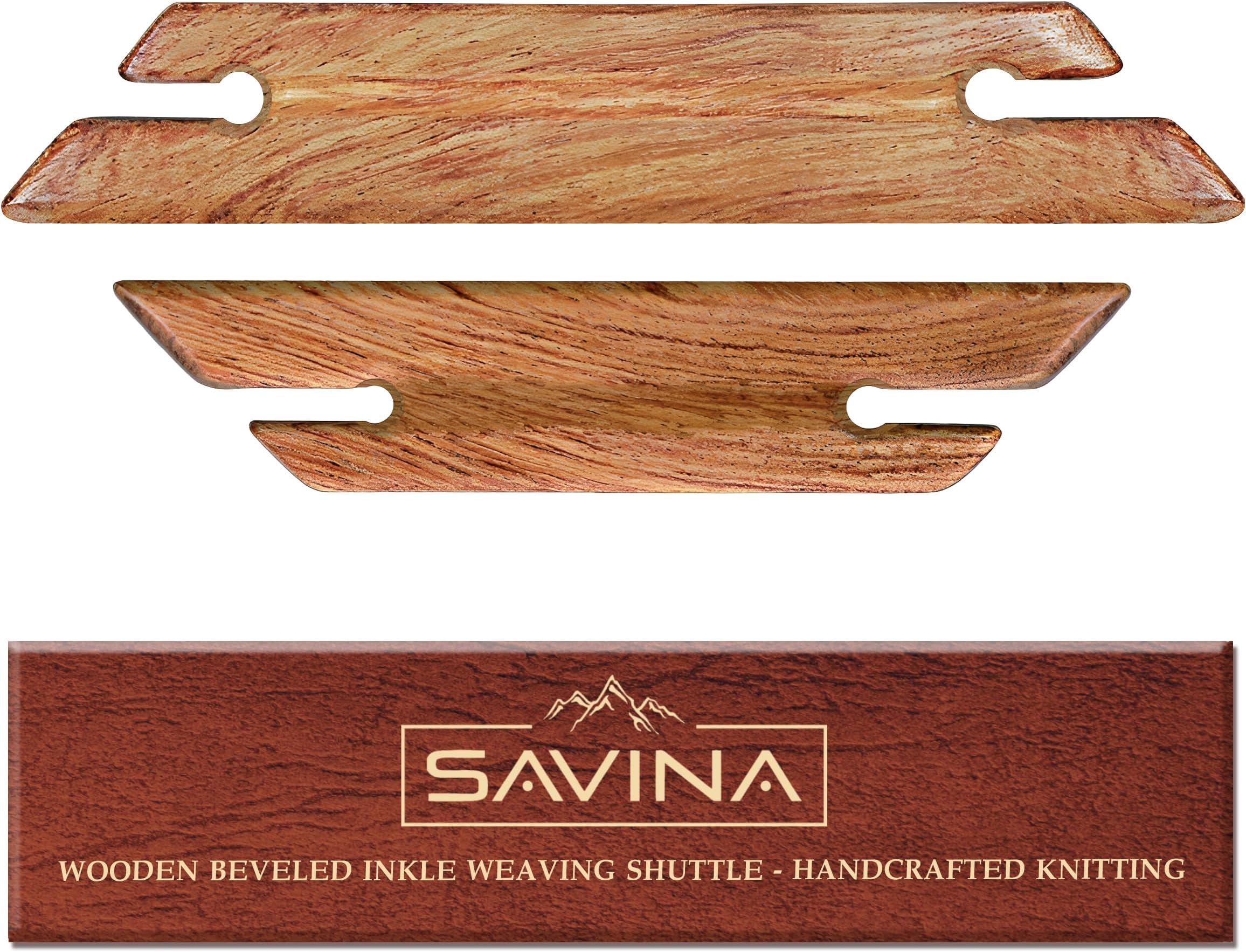 Savina Small Wooden Beveled Inkle Weaving Shuttle - Handcrafted Knitting Weaving Loom Tools Shuttle for Weaving DIY Craft Weaving Accessories