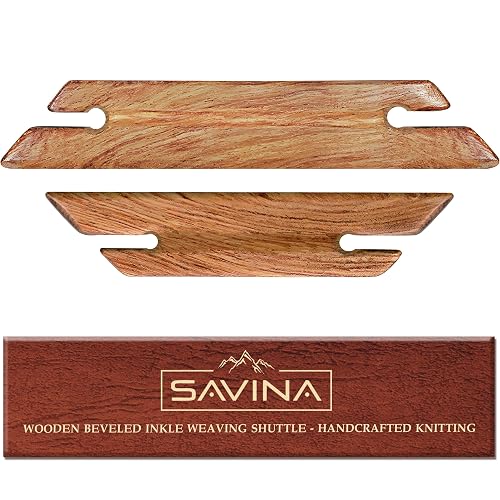 SAVINA 2-Piece Small Wooden Beveled Inkle Weaving Shuttle for Loom