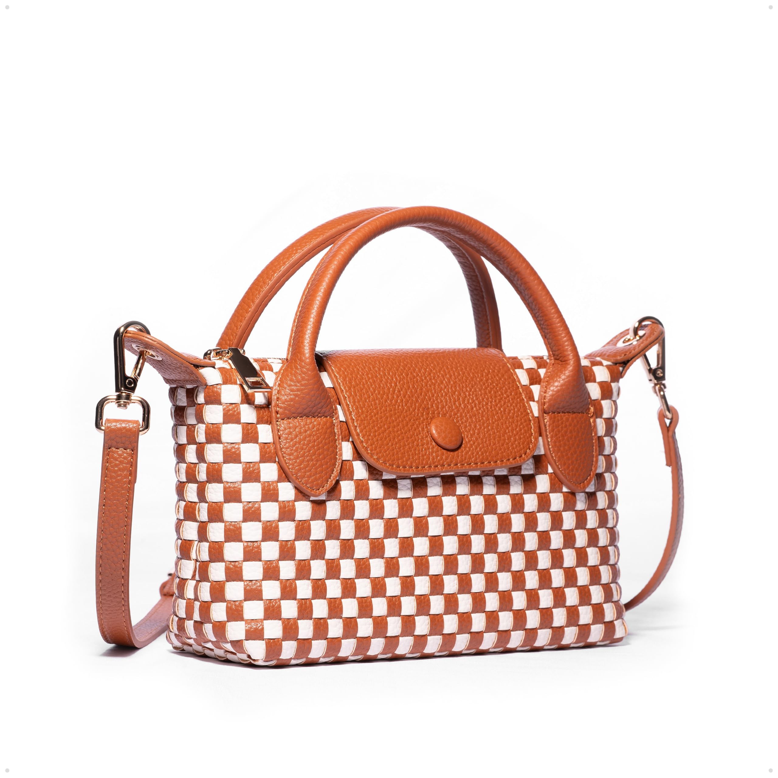 Cynergiq Small Woven Crossbody Bags for Women - Vegan Leather Mini Shoulder Purse & Cute Handbag - Y2K Dumpling Tote | Woven Crossbody Bag