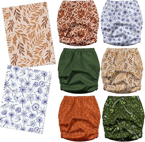 Miniatura 2 de Mama Koala Pañales de tela para bebé 2.0 con paquete de 6 insertos (hojas neutrales), con 6 piezas de bambú de 5 capas (sin microfibra)