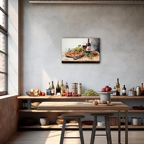 Miniatura 97 de Hzddty Lienzo decorativo para pared, diseño rústico de cocina, vino tinto y pan, cuadros de comida para decoración de pared, impresiones de pintura