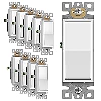 Vista 37 de ENERLITES - Interruptor de palanca decorativo de encendido/apagado con placas de pared, unipolar, 3 cables, tornillo de conexión a tierra, grado
