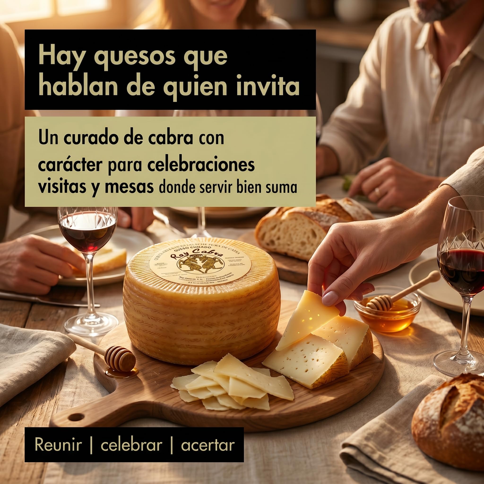 Queso Curado de Cabra Pieza Entera 2 kg Maduracion 150 Dias Sabor Intenso | Leche pura artesano Serrania Ronda Malaga punto picante mantecoso tabla aperitivo maridaje vino tinto regalo gourmet