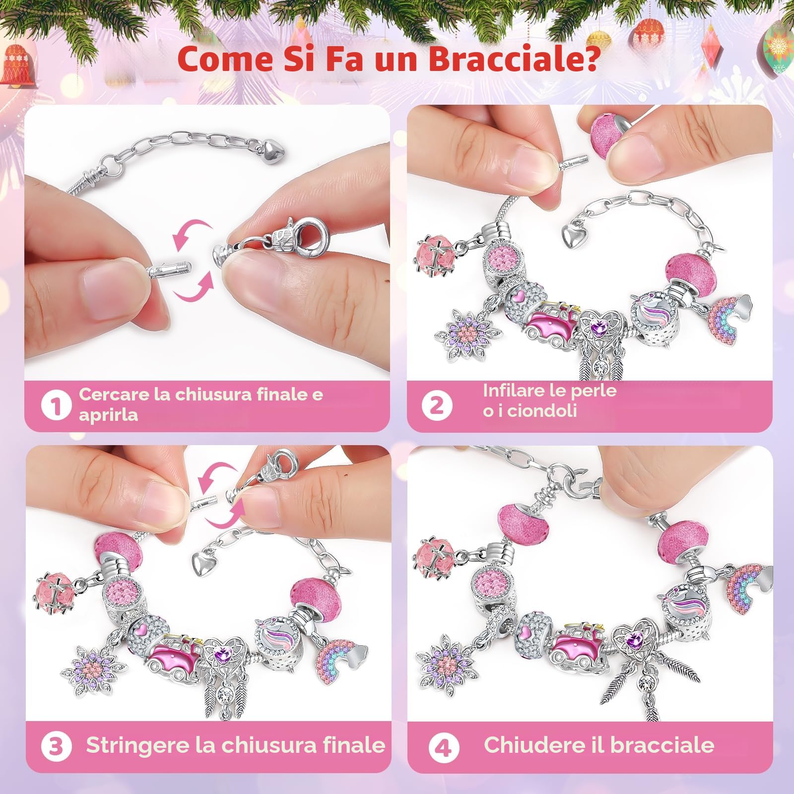 Calendario Avvento 2025 Gioielli, Calendario Dell'Avvento Kinder Diy Charms Kit per Bambina Bambini Donna, Calendario Avvento Bracciale Collane Gioielli Riempire Regali 5 6 7 8 9 10 11 12 Anni