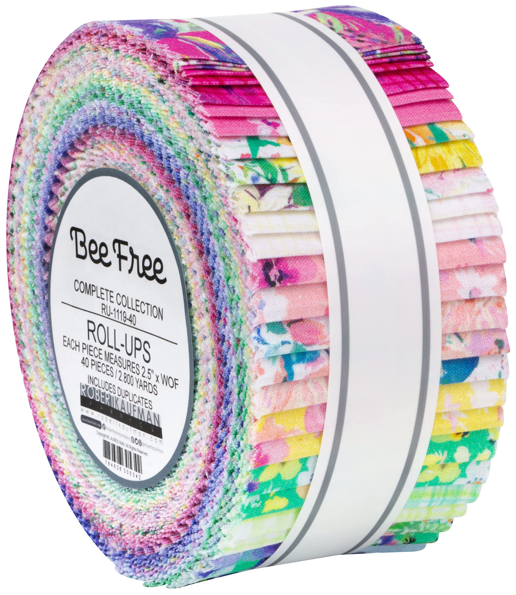 Lauren Wan Bee Free Roll Up 40 2.5-inch Strips Jelly Roll Robert Kaufman Fabrics RU-1119-40
