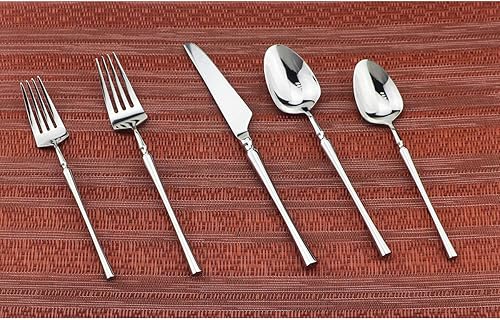 Miniatura 4 de Gugrida Juego de cubiertos de 20 piezas, acero inoxidable 18/10, acabado satinado, juego de cubiertos para el hogar, elegante juego de utensilios de