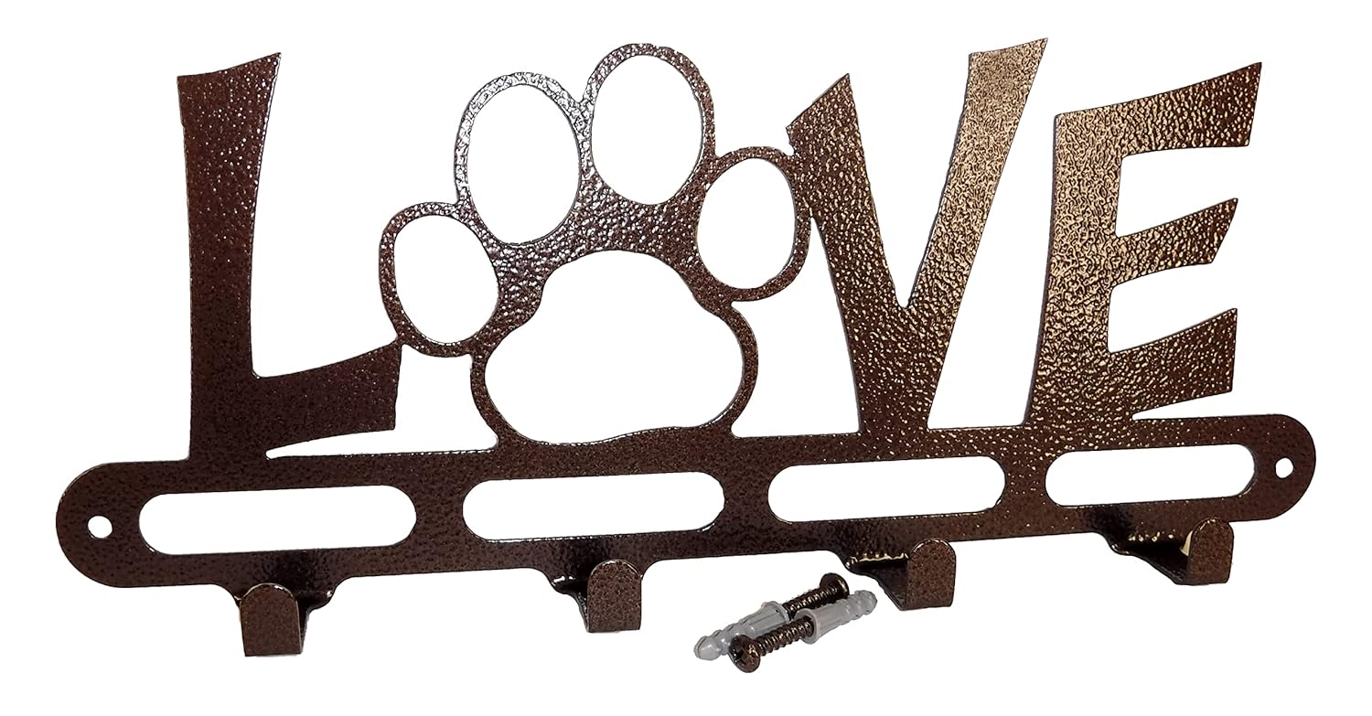 Dog Leash Wall Hook. Love. Made in USA. Copper Vein Color
