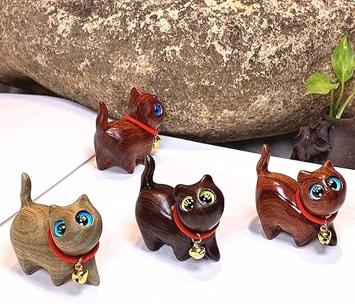 Miniatura 6 de 4 gatos de madera tallada a mano de sándalo, madera tallada a mano, decoración de sándalo hecha a mano, gatos tallados en madera, lindos gatos,