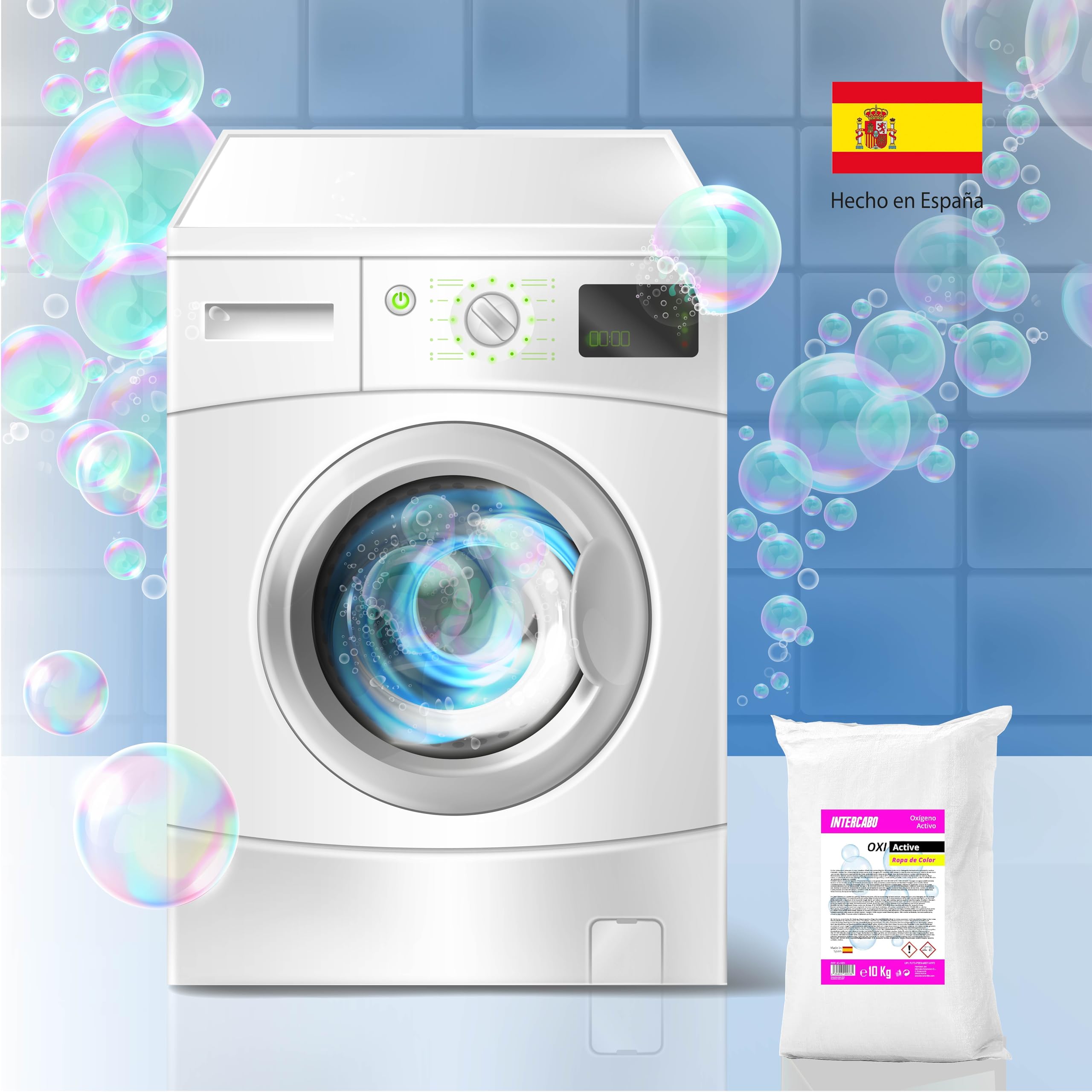 Smacchiatore in polvere per capi colorati 10 kg - Booster al lavaggio con ossigeno attivo - Rimuove macchie senza scolorire - Uso professionale o domestico - INTERCABO