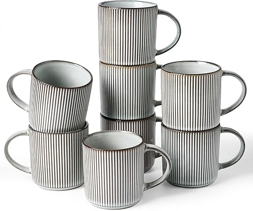 Miniatura 30 de famiware Star - Juego de tazas de café para 4 unidades, 12 onzas, con asa, para café, té, cacao, leche, cerámica, color blanco Blanco