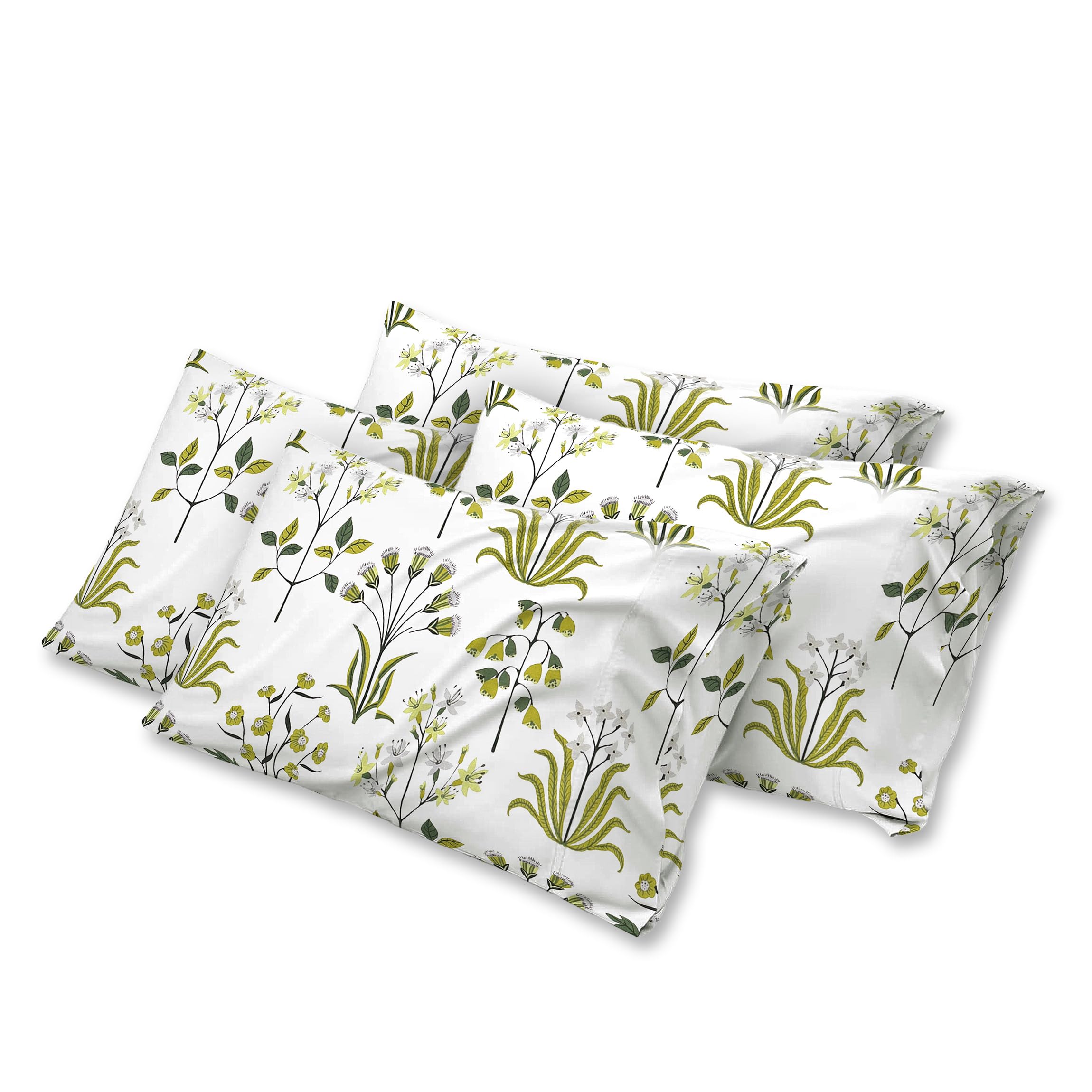 DANYDude 400 Thread Count Floral Printed Pillow Cases Pack of 4 100% Egyptian Cotton Pillow Covers Soft & Machine Washable Printed Pillow Cases 4 Pack Room Decor — image 1
