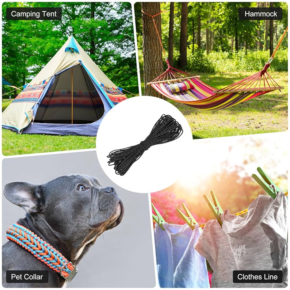 Uxcell 65 Feet Reflective Guyline Camping Paracord 3mm Nylon Tent Cord Guyline Rope Dark Blue