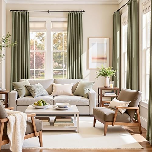 Miniatura 9 de Lazzzy Cortina opaca de terciopelo verde con aislamiento térmico para dormitorio, sala de estar, oscurecimiento de privacidad, cortinas de
