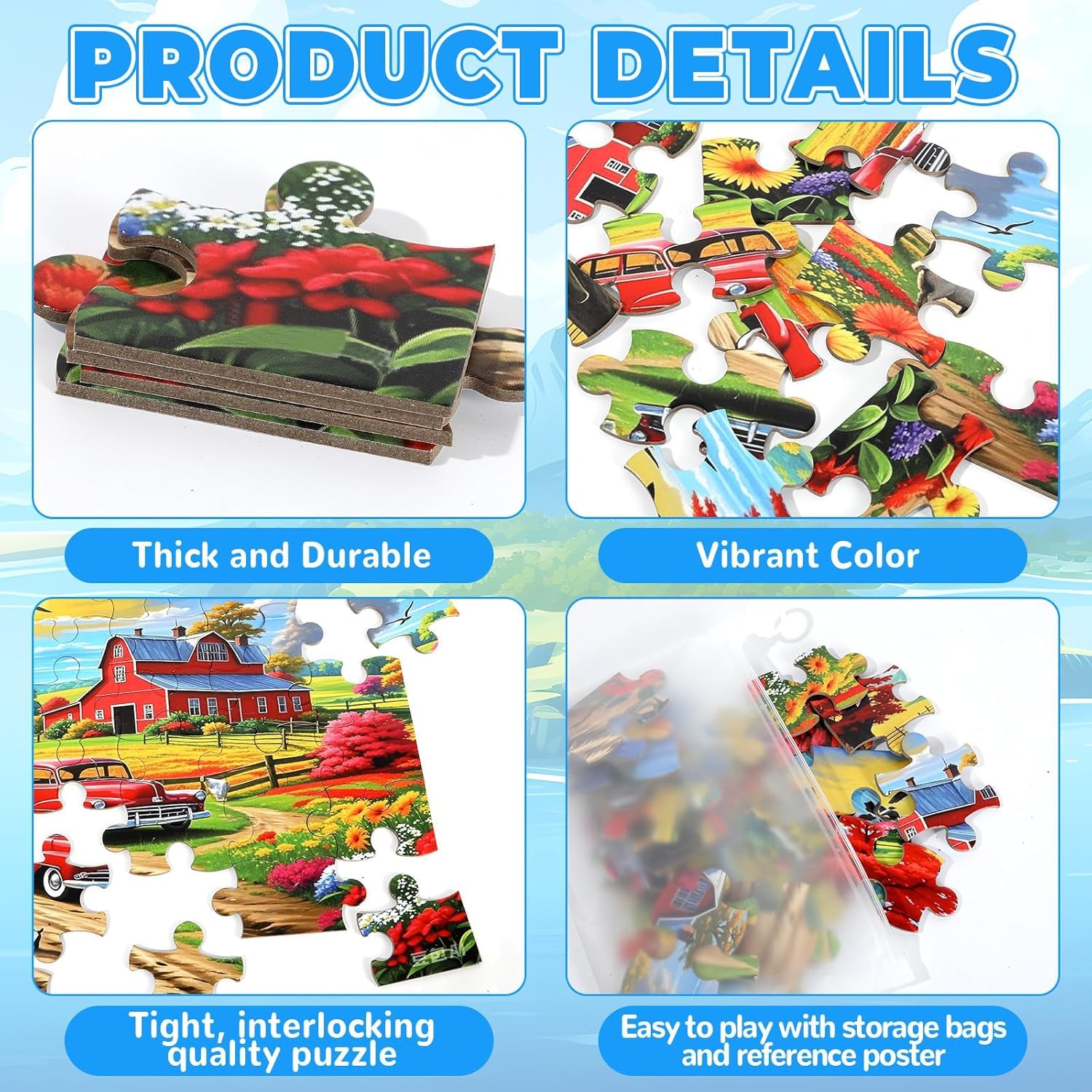 6 Pack 36-Piece Large Jigsaw Puzzles Easy Dementia Alzheimer Products Dementia Activities Memory Training Game for Alzheimer's Patients in Nursing Home Gift (Style 2) - Image 3