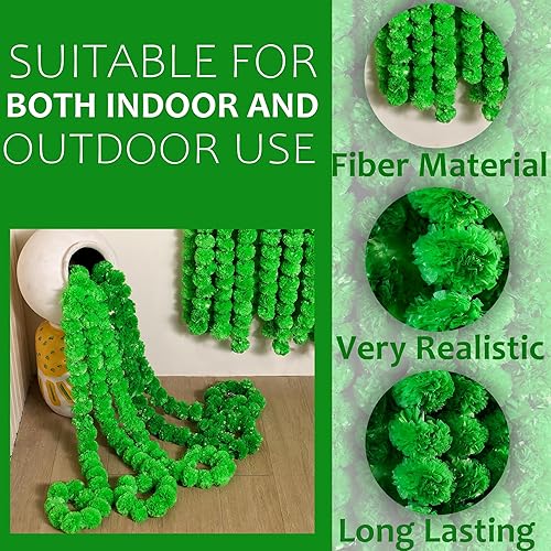 Miniatura 3 de The ART BOX Orange Artificial Marigold Garland Pack of 5 Pcs - 5 Feet Each Halloween Pooja Diwali Decorations Wedding Fake Flowers Strands Fall