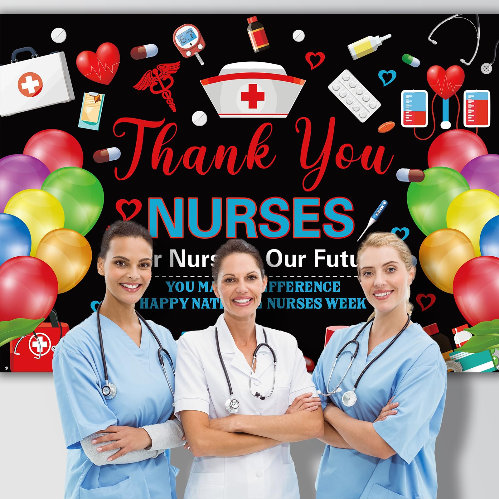 Happy Nurses Week Banner – Dankeschön-Banner Für Pflegekräfte, 180x100 Cm, Perfekt Für Party, Fotohintergrund & Wertschätzung