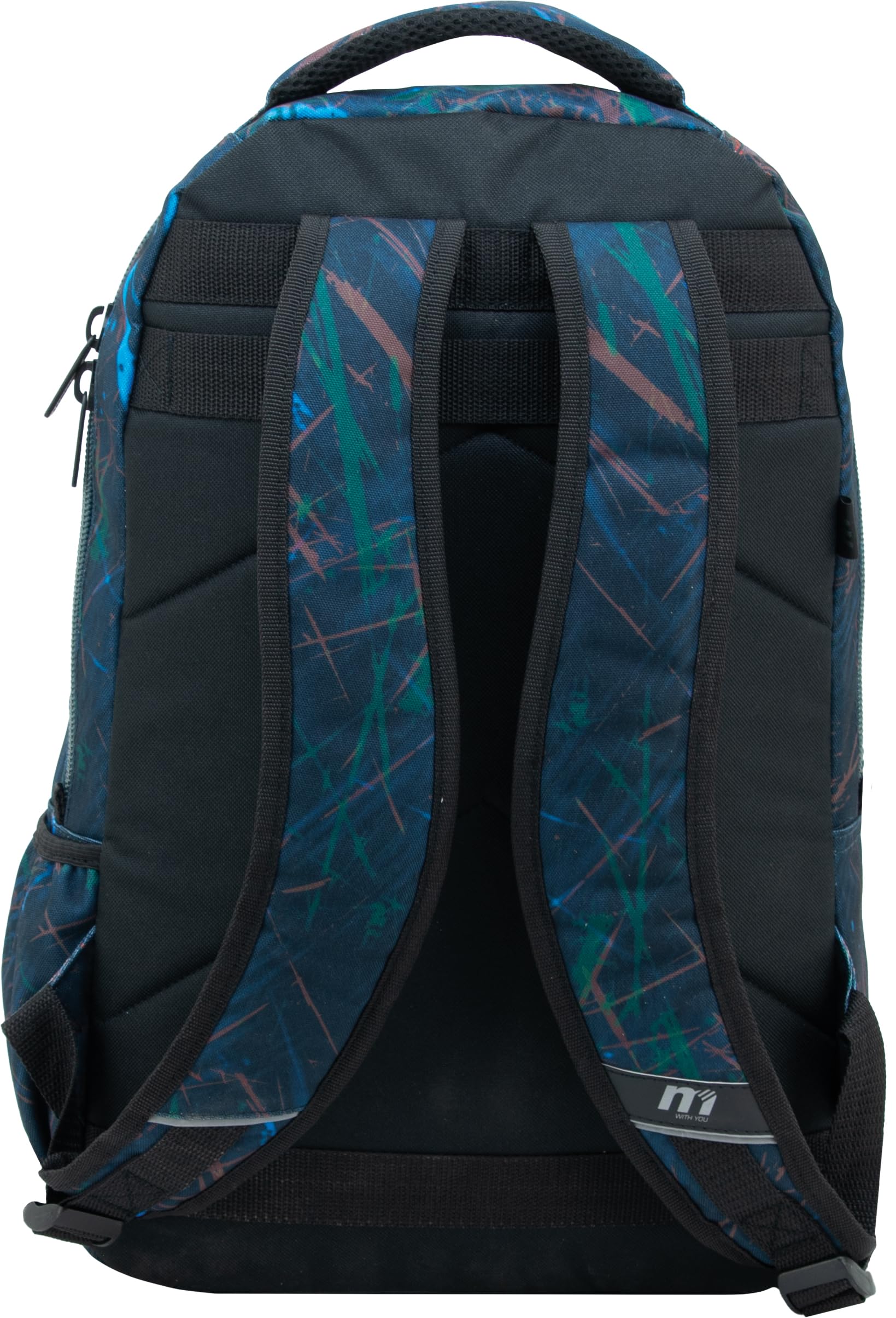 Sportandem Tandem mochila escolar con compartimento para portátil, gran capacidad 27 L, bolsillos para botella y frontal, espalda ergonómica y transpirable, azul, negro, granate
