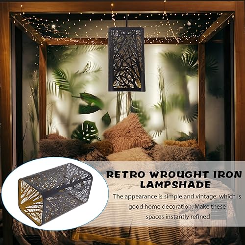 Miniatura 7 de Sombras de lámpara de sombra de árbol, pantalla de lámpara E27 ahuecada de metal, pantalla cuadrada de iluminación de bosque, cubierta de lámpara de