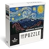 Lantern Press Cotopaxi, Colorado, Pikes Peak, Starry Night 1000 Piece Jigsaw Puzzle for Adults, Made in USA with Reference Poster