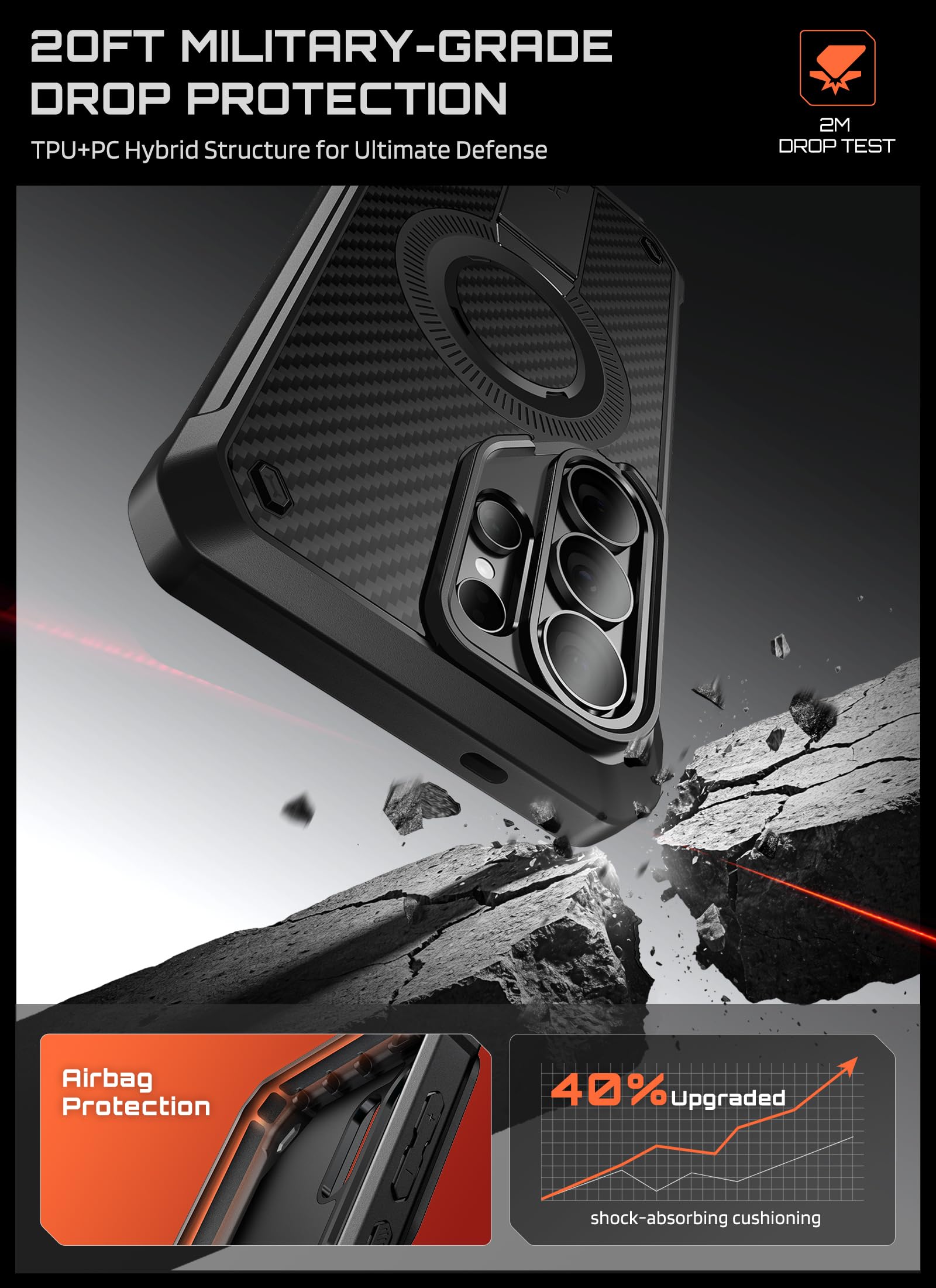 SUPCASE Cover per Samsung Galaxy S26 Ultra con Supporto, [2 Cornici Frontali] [Compatibile con Ricarica Wireless] [Proteggi schermo Integrato e Clip da Cintura] Custodia per S26 Ultra (Aramid)