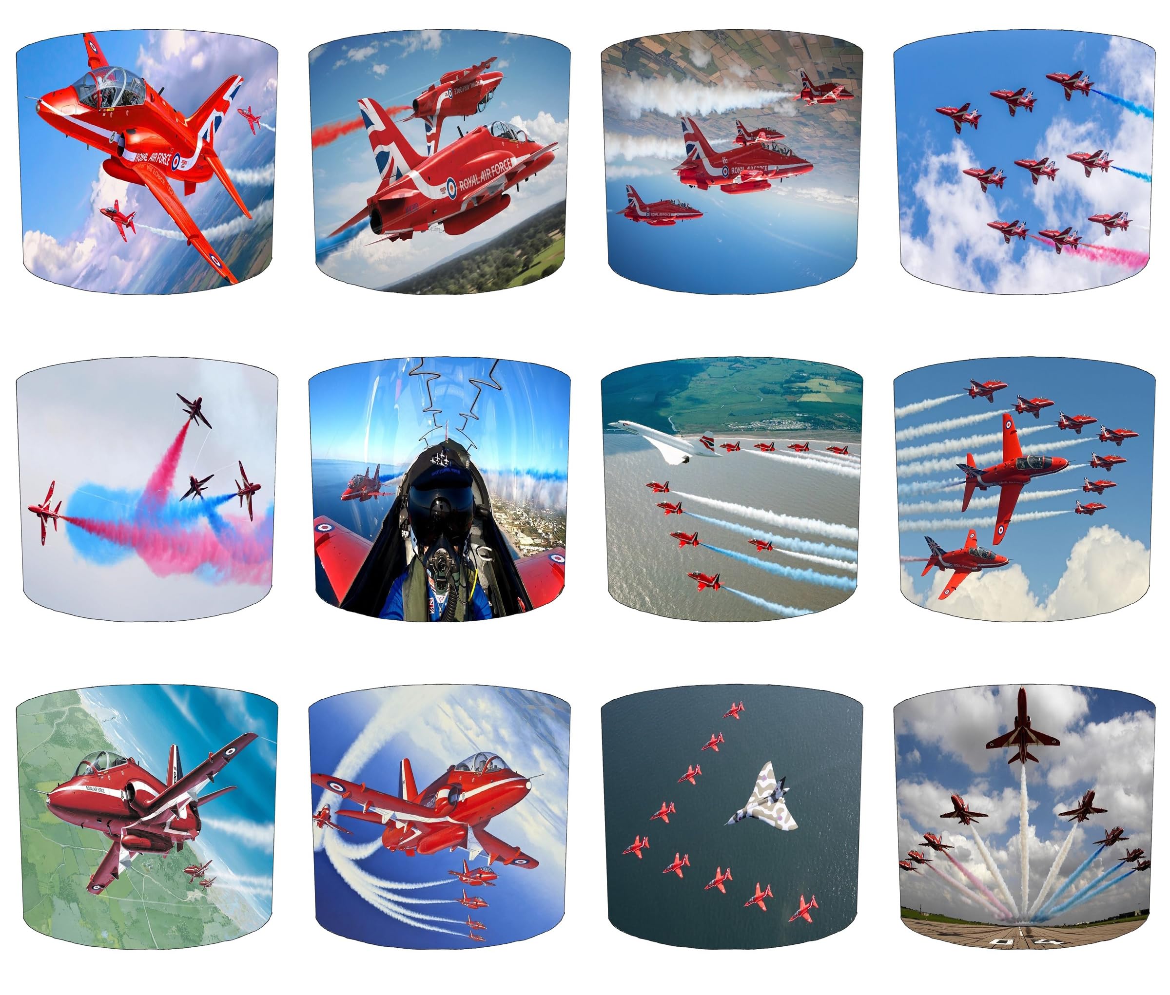 The Red Arrows Lampshade in 12 Designs and 3 Sizes for Ceiling Light Shade Pendant or Table Lamp RAF Royal Air Force Airplane Aircraft Aeroplane Fighter Jet