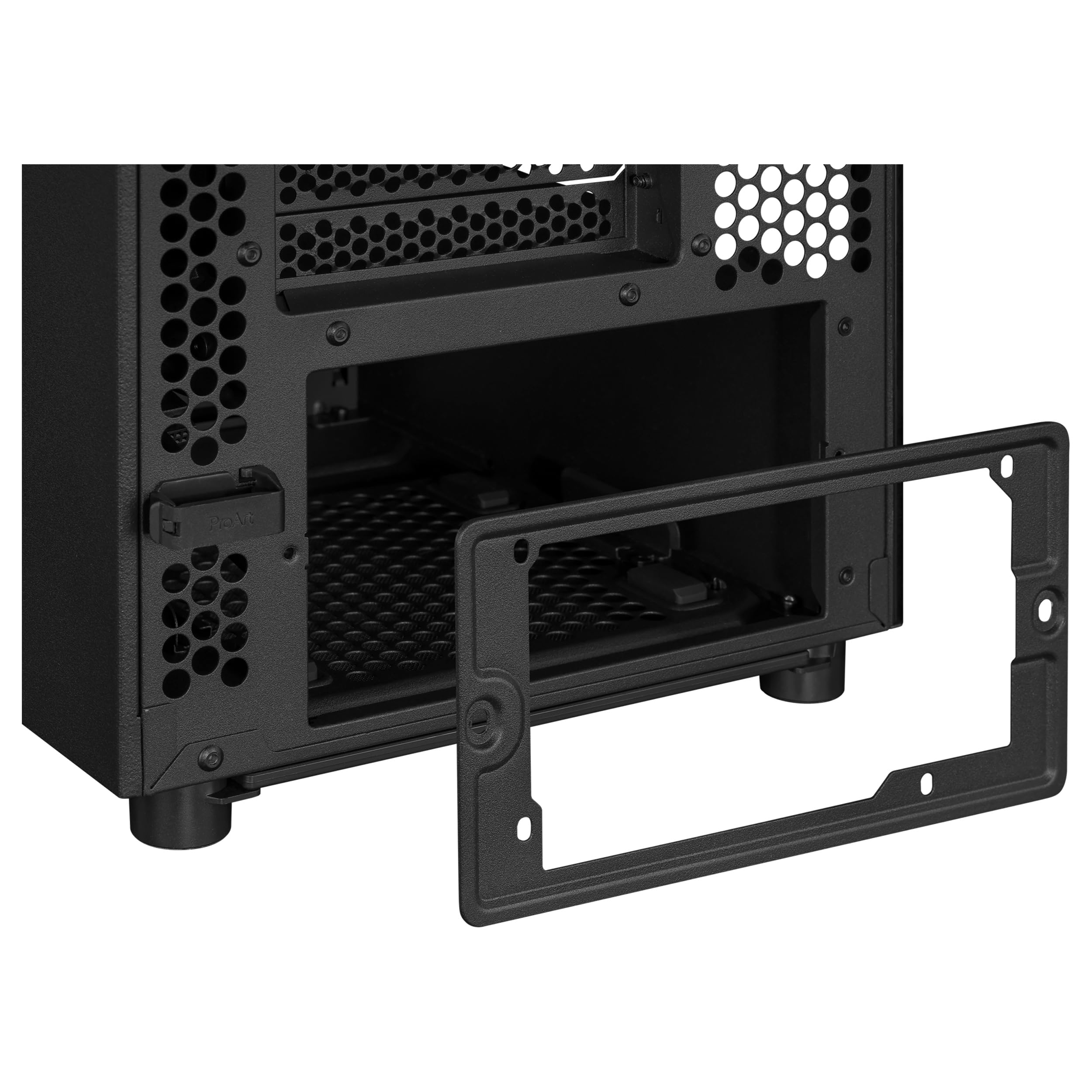 ASUS ProArt PA401, Chasis ATX con Panel de Metal, Compatible con GPU de hasta 314 mm, Dos Ventiladores de 160 mm, Bloqueo del Panel Lateral, Soporte para Fuente de alimentación extraíble