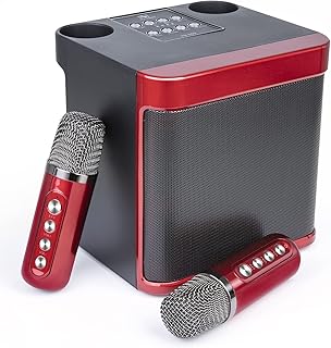 JIEFOCH Karaoke Machine,Portable Bluetooth Karaoke Speaker with 2 Wireless Microphones PA Speaker System for Indoor Outdoo...