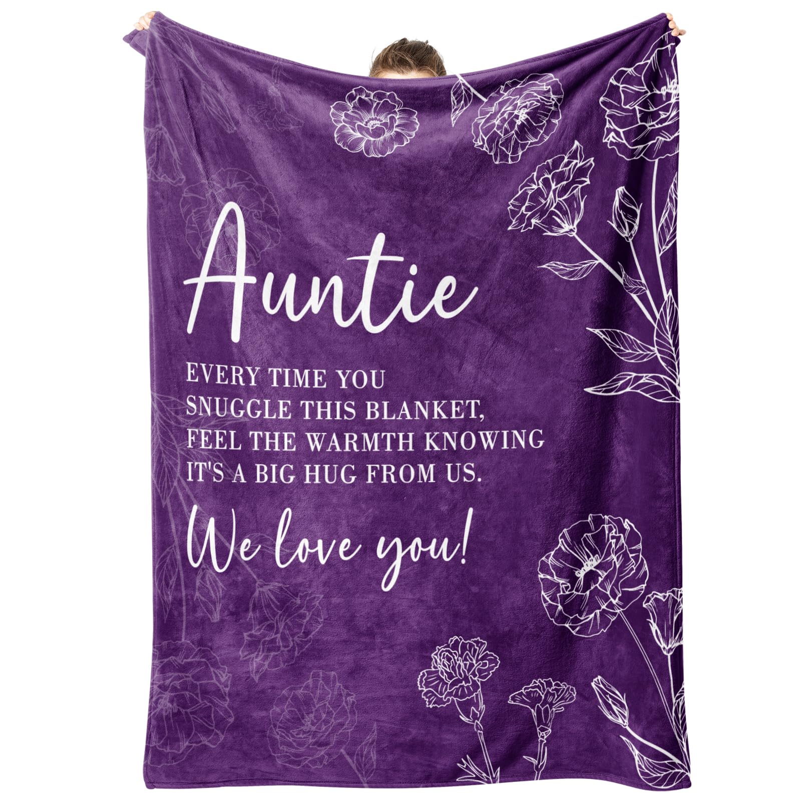 GiltGlimmer Aunt Gifts, Auntie Gift Ideas, Aunt Birthday Gifts from Niece Nephew, to My Auntie Throw Blanket 50" x 60", Purple