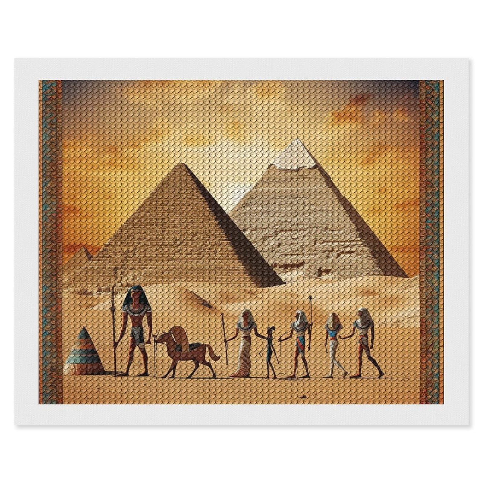 Ancient Egypt Diamond Art Kits for Adults, DIY 5D Diamonds Painting Kits for Beginner, Round Full Drill Diamond Dots Painting, 16"x20" Diamonds Pictures Gem Art and Crafts Wall Decor