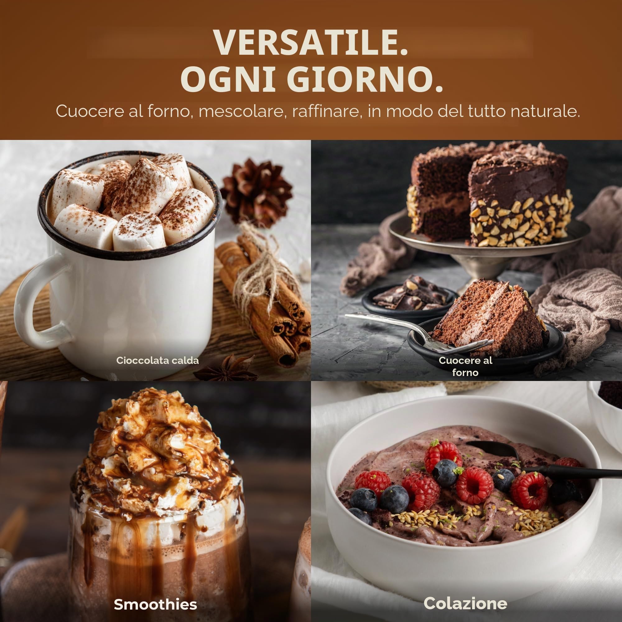 RheinNatur Polvere di cacao biologica, 1 kg, 100% cacao biologico, non zuccherato e senza additivi, ideale per la cottura, per cioccolate calde e frullati, sacchetto da 1000 g