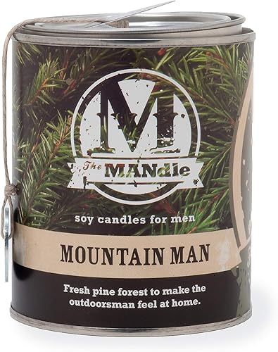Eco Candle Co. The Mandle - Vela de soja para hombre, Mountain Man, lata de pintura de 15 onzas, 100% cera de soja, sin plomo, vertida a mano, sin