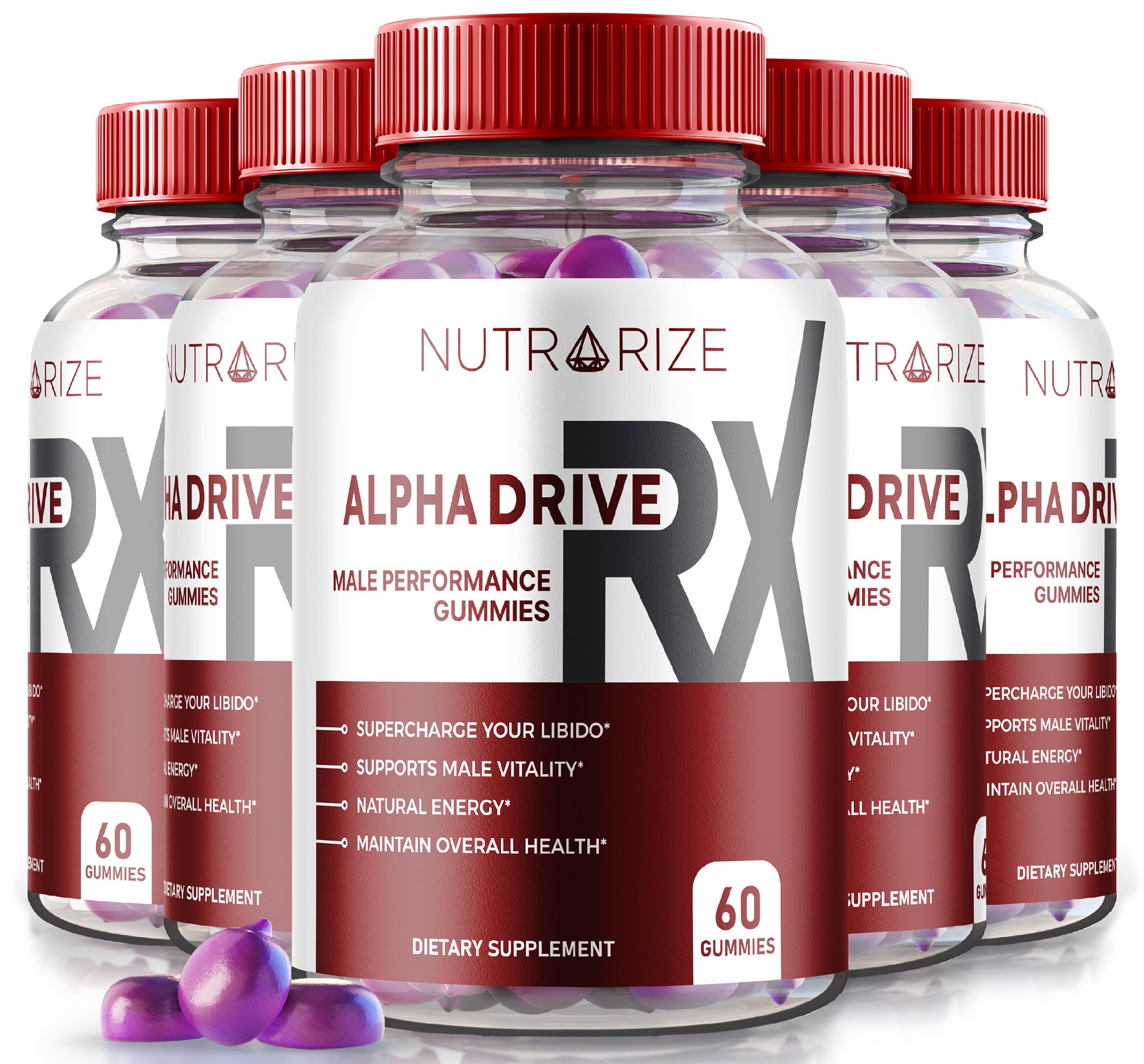 (5 Pack) Alpha Drive RX Gummies for Men, Alpha Drive RX Gummies, Alpha Drive RX - Your Daily Supplement to Support Peak Performance and Overall Well-Being, Official AlphaDriveRX Reviews (300 Gummies)